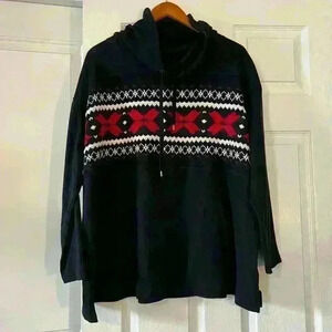 Chaos Fairisle Pullover Cowl Neck Sweatshirt With Drawstring